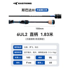 KastKing 斯巴達III 66LF2 槍柄 1.98米 釣竿, 直柄1.83米UL硬度-快調(微物高感度