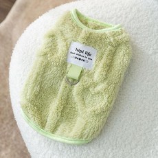 강아지 패딩 겨울 후리스 양털 안감 하네스 호환 맨투맨, 1개, 그린 목줄