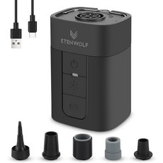 인플레이터용 ETENWOLF 에어 펌프 캠핑 라이트가 장착된 10400mAh 휴대용 전기 퀵 인플레이터 및 디플레이터 4배 풀 플로트용 720Lmin 매트리스 진공 보관 가방, White