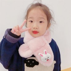 兒童用品I4C親子款毛絨圍巾，可愛熊熊造型兒童圍脖，仿兔毛保暖圍巾