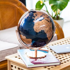 SkyGlobe 精緻復古地球儀，清晰地圖標示，書房辦公室裝飾擺件, 深藍色