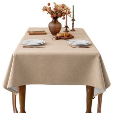서플라이랩 솔리드컬러 방수 기능성 사각 고급 식탁보 테이블보, 140*220(6인용표준), 베이직베이지, 1개
