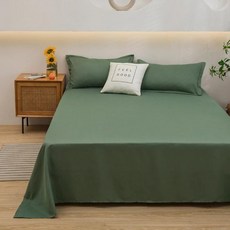 더블 침대용 1 pc 침대 플랫 시트 일반 솔리드 컬러 탑 싱글/퀸/킹 소프트 홈 린넨, 120X230cm, Dark green, 1개
