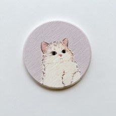고양이 일러스트 규조토 티코스터 냥이 라운드 원형 컵받침 6종, 1개, E