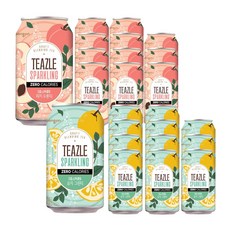 웅진 티즐 스파클링 2종 세트(피치 우롱티+유자 그린티), 24개, 340ml