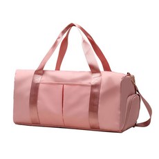 旅行健身包 獨立鞋袋 乾濕分離 大容量 防潑水 斜背肩背手提包, 粉色, 1個