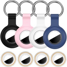 에어태그 2세대 및 1세대용 4개 세트 홀더 방수 케이스 키체인 포함 충격 방지 GPS 커버 스크래치 애플 트래커 아이템 태그 찾기 액세서리 검정파랑초록빨강, B3-Black/Pink/White/Dark Blue