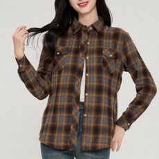 간절기 긴팔 융털 여성셔츠 여자체크남방 기모 여성자켓