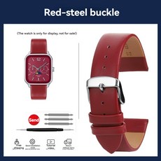 카시오 스몰 스퀘어 문페이즈 MTP-M305 소가죽 시계 스트랩 20mm 팔찌 송아지 손목밴드 블랙 레드