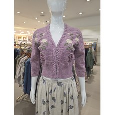 비꼴리끄 린넨 코튼 자수 칠부 가디건 B242KC3040251_s 660095