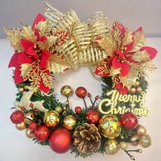 裝飾燈大師 25cm PVC花圈 - 台灣手做精緻盒裝, F款紅金, 1個