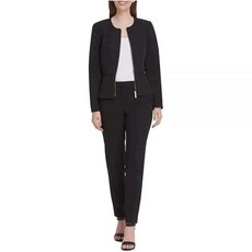 DKNY 여성용 칼라 없는 지퍼 프론트 재킷 블랙. 2