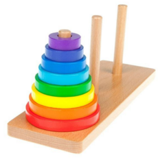 유진오피스 하노이 탑 교구 어린이 유아 퍼즐 원목 하노이 탑 아동 논리력 장난감 사고력 스태킹 칼라 수학 개발
