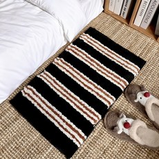 북유럽 감성 스트라이프 다용도 거실 침실 인테리어 매트, 블랙
