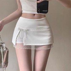 슬림소녀 여성 여름 레이스 트리밍 치마 리본 섹시 a라인 미니 힙업 스커트