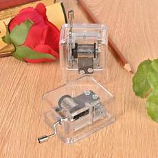 음악 장식품 수동 뮤직 박스 투명 미니 핸드 크랭킹 아크릴 공예, 05 Sky City