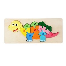 兒童木製恐龍拼圖玩具 數字積木拼板 幼兒早教益智玩具, 1個, 10片