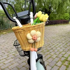 可愛太陽花編織車筐 置物籃, 1個, 木色太陽花車筐,原套餐