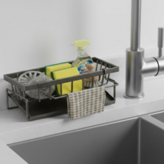 모아룸 자동 물빠짐 올스텐 수세미 거치대, 1개, 그레이, 2단