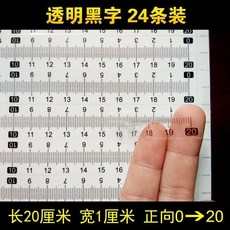 刻度貼紙不乾膠刻度尺自粘透明標尺可粘貼刻度貼刻度貼尺自粘 副廠商品, 1個, 長20cm*1cm寬*24條 透明, 20cm