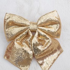 글로시 반짝이 리본 커튼집게 25cm 크리스마스 인테리어 장식, 1개, 골드