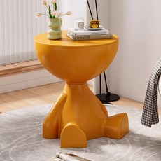 다용도 귀여운 조형 오브제 원형 사이드 테이블 거실쇼파 미니 커피테이블 협탁, 오렌지