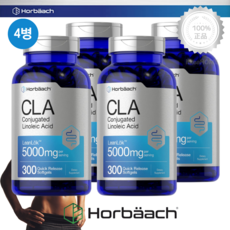 [4병] 호바흐 고함량 공액 리놀레산 5000mg 300소프트젤 CLA 홍화유 다이어트, 4개, 300정