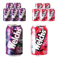 웰치스 탄산음료 포도 355ml x 6p + 딸기 355ml x 6p, 12개