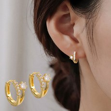 [은침]라라 큐빅 은침 지르코니아 원터치 귀걸이