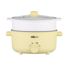BRSDDQ多功能電煮鍋 三檔調溫 蒸煮燉多功能料理鍋, 黃色, 001