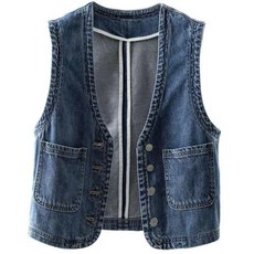 無品牌 春秋新款牛仔馬甲女短款休閒百搭背心上衣