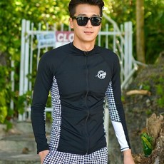 Herringbone 男款大尺碼衝浪防曬長袖拉鍊上衣 R212M