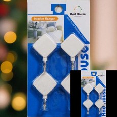 접착식 화이트 마름모행거 4개입 다용도후크 액자걸이 도어걸이 다용도걸이