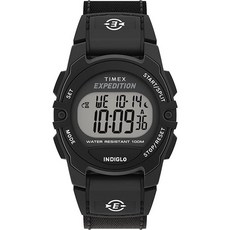 Timex 유니 익스페디션 CAT 33mm 시계 블랙/디지털/그린 디지털, 블랙/블랙