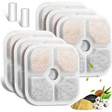 Mukkela 급수기 고양이 부품 강아지 필터 소형 음수 분수 분수와 호환되는 12팩 애완동물 교체용 3단계 작용 탄 3개 호스, 6-Pack