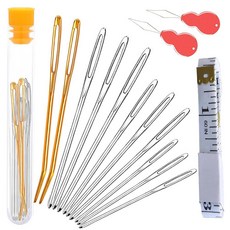 버쿨 라지 아이 블런트 실 바늘 키트 얌 앤 벤트 태피스트리 바늘용 다닝 금속 크로치팅용 공예 카펫 캔버스 수리, 12 PCS