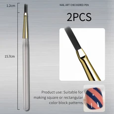 프로페셔널 프렌치 네일 아트 브러쉬 세트 반달 모양 UV 젤 아크릴 페인팅 DIY 매니큐어 도구 1/2개, 10 Checker Brush  2PCS