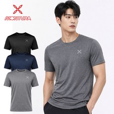 [리뷰 이벤츠 진행]몬츄라 올시즌 1+1+1 공용 드라이 기능성 쿨 냉감 반팔 B트리플라운드 3종세트 쿨링 티셔츠(블랙+네이비+그레이)(125 까지)