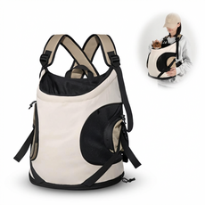 융풍 반려동물 이동가방 백팩 | 전면 오픈형 360도 통풍 소형견 고양이 외출용, 1개, 베이지색