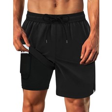 Sarfel 남성용 수영복 압축 라이너 남성용 수영복 17.8cm(7인치) 안쪽 솔기 빠른 건조 남성용 보드 반바지 남성용 수영복 라이트 그레이. M