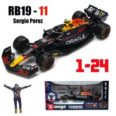 Bbugo 1 24 Mercedes-Amg Bnez F1 W14 Rb19 및 파일럿 피규어 다이캐스트 모델 조지 인형, 1-24 RB19 11