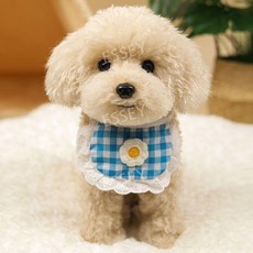 푸들 인형 애착 선물 생일 강아지 동물인형, 27CM, 앉는 위치  살구 블루 체크 무늬 넥 스카프, 1개