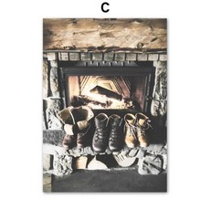 겨울 야생 풍경 그림 엘크 나무 포스터 인쇄 캔버스 벽 예술 크리스마스 거실 장식, 5. 3-1pc