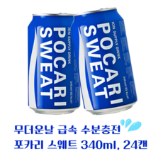 동아오츠카 포카리스웨트 340ml 24캔. 수분충전 갈증해소 뚱캔 저칼로리, 24개