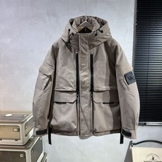 冬季網紅保暖上衣 男士多口袋工裝羽絨服 加厚保暖外套