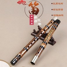 永華精製笛子樂器 兩節雙插白銅紫竹笛 專業演奏考級初學笛子, D調+配件, 1個