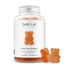 Teddi Lab by Unichi 玫瑰鐵 小熊軟糖 添加鐵12mg及維生素C, 180g, 1個