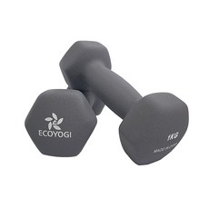 에코요기 네오프렌 논슬립 아령 _2개1세트 ( 1kg 1.5kg 2kg 3kg 4kg 5kg), 1세트, 그레이 1kg x 2개