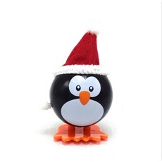聖誕老人 搖頭走路發條玩具 雪人麋鹿聖誕節小物, 發條尖帽子企鵝, 1個