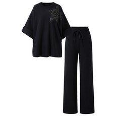 [탱커스.] 플라워 스팽글 니트 밴딩 롱 팬츠 셋업 (TX4OP008L0)